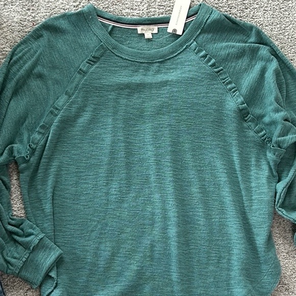 Anthropologie Pilcro Ruffled Raglan Thermal Top - Picture 4 of 7